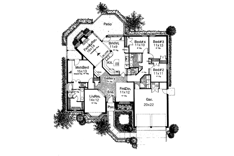 Home Plan - Floor Plan - Main Floor for Ranch House Plan #310-1027 - 4 bed, 2.5 bath