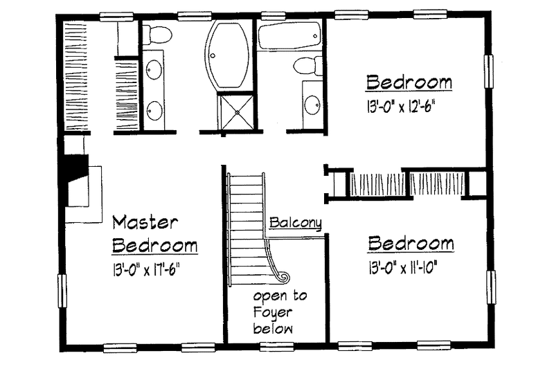 Architectural House Design - Floor Plan - Upper Floor for Country House Plan #1051-5 - 3 bed, 2.5 bath