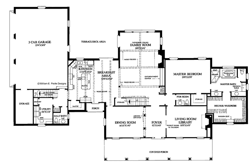 Architectural House Design - Floor Plan - Main Floor for Colonial House Plan #137-305 - 4 bed, 4 bath