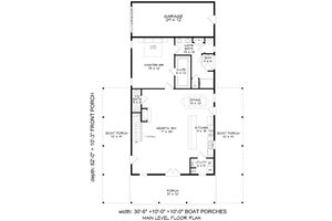 Floor Plan - Main Floor for Barndominium House Plan #932-1040 - 3 bed, 2.5 bath