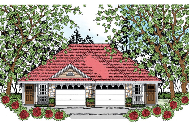 Home Plan - Exterior - Front Elevation 3 for Traditional House Plan #42-726 - 2 bed, 2 bath
