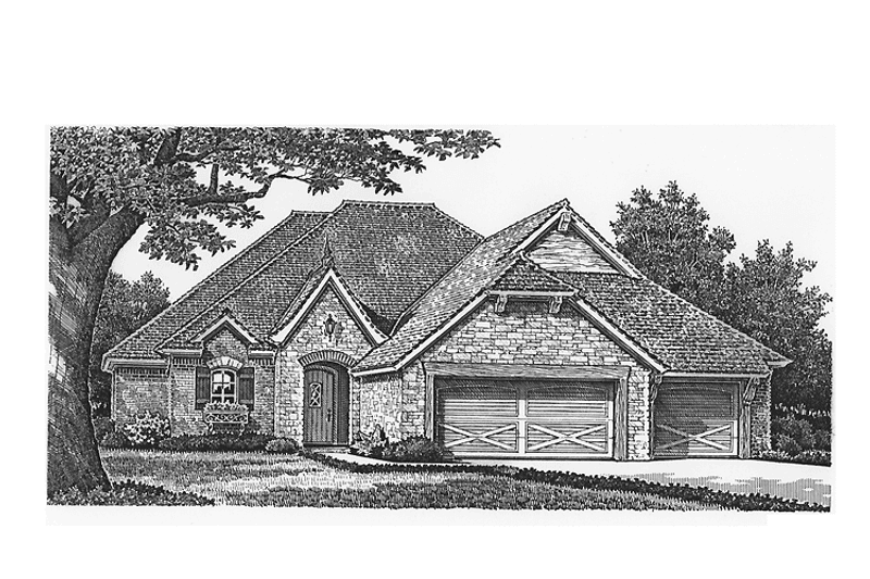 House Blueprint - Exterior - Front Elevation 3 for European House Plan #310-1240 - 4 bed, 2 bath