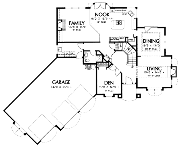 House Design - Mediterranean Floor Plan - Main Floor Plan #48-736