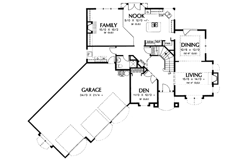 Home Plan - Floor Plan - Main Floor for Mediterranean House Plan #48-736 - 4 bed, 2.5 bath