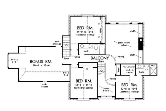 Floor Plan - Upper Floor for Farmhouse House Plan #929-1000 - 4 bed, 3.5 bath