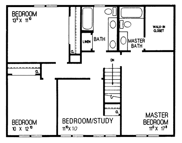 House Design - Colonial Floor Plan - Upper Floor Plan #72-1026
