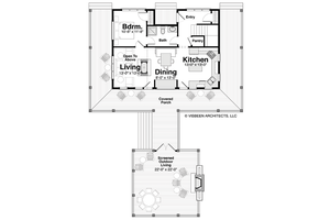 Floor Plan - Main Floor for Log House Plan #928-281 - 2 bed, 2 bath
