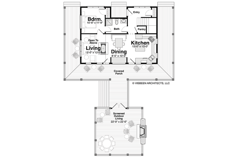 Dream House Plan - Floor Plan - Main Floor for Log House Plan #928-281 - 2 bed, 2 bath