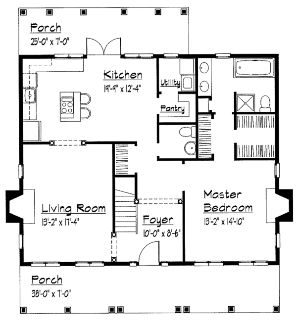 House Design - Country Floor Plan - Main Floor Plan #1051-15
