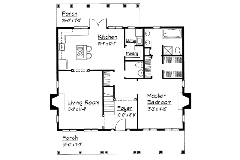 Home Plan - Floor Plan - Main Floor for Country House Plan #1051-15 - 3 bed, 2.5 bath