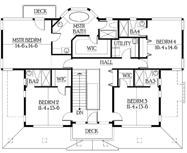 Architectural House Design - Craftsman Floor Plan - Upper Floor Plan #132-465