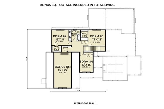 Floor Plan - Upper Floor for Craftsman House Plan #1070-43 - 4 bed, 2.5 bath