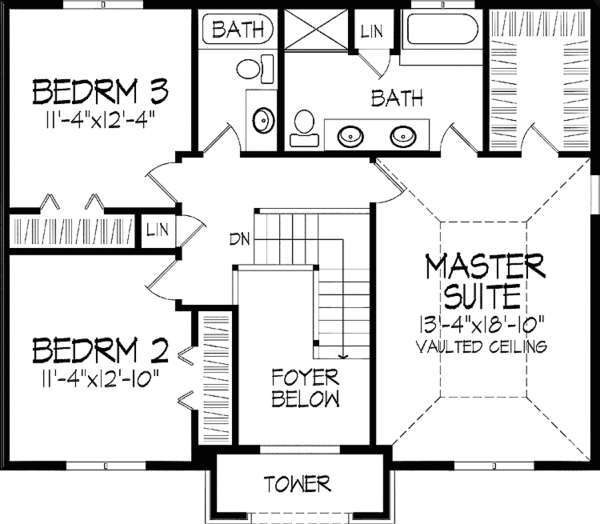 Home Plan - Tudor Floor Plan - Upper Floor Plan #51-868