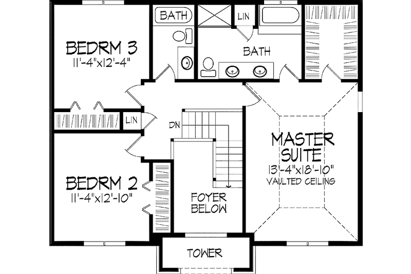Home Plan - Floor Plan - Upper Floor for Tudor House Plan #51-868 - 3 bed, 2.5 bath
