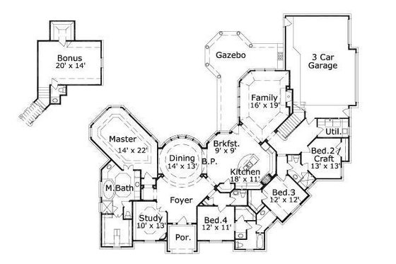 Floor Plan - Main Floor for European House Plan #411-462 - 3 bed, 3.5 bath