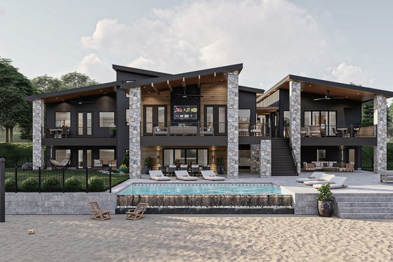Exterior - Rear Elevation for Modern House Plan #455-529 - 2 bed, 2.5 bath