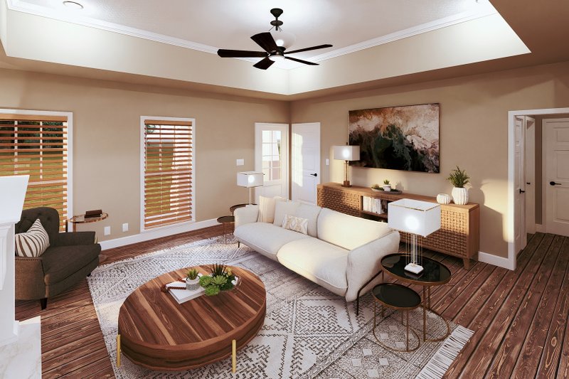 Architectural House Design - Interior - Family Room for Craftsman House Plan #44-234 - 3 bed, 2 bath