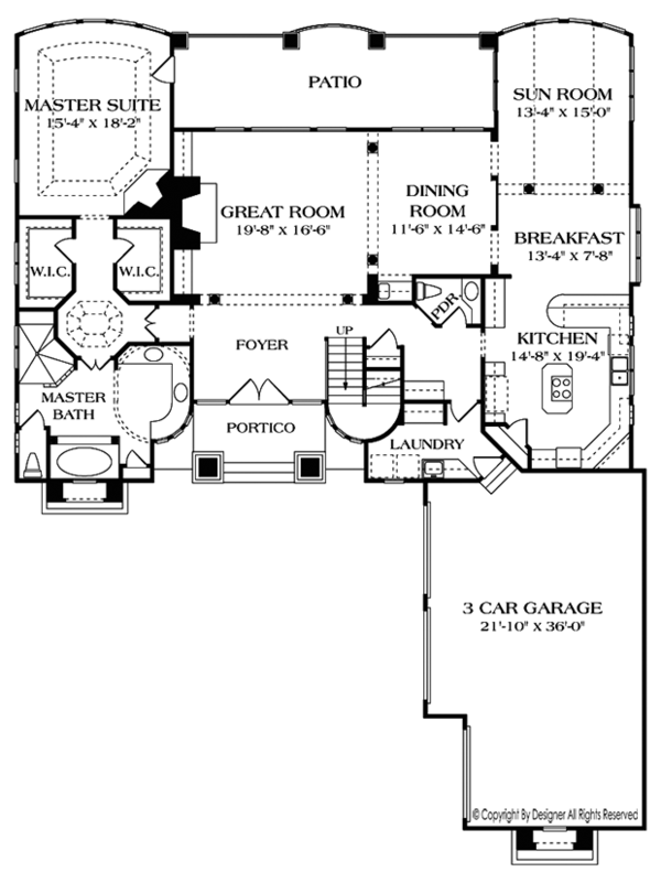 Architectural House Design - Mediterranean Floor Plan - Main Floor Plan #453-488