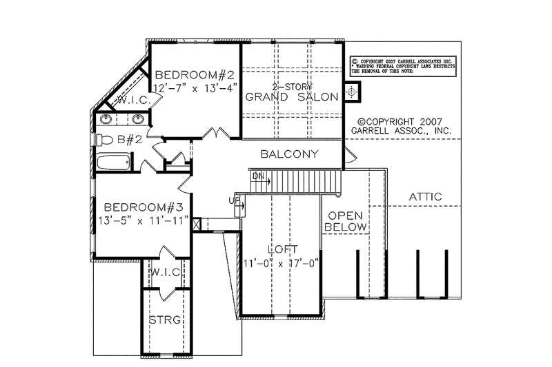 House Blueprint - Floor Plan - Upper Floor for Victorian House Plan #54-259 - 3 bed, 2.5 bath
