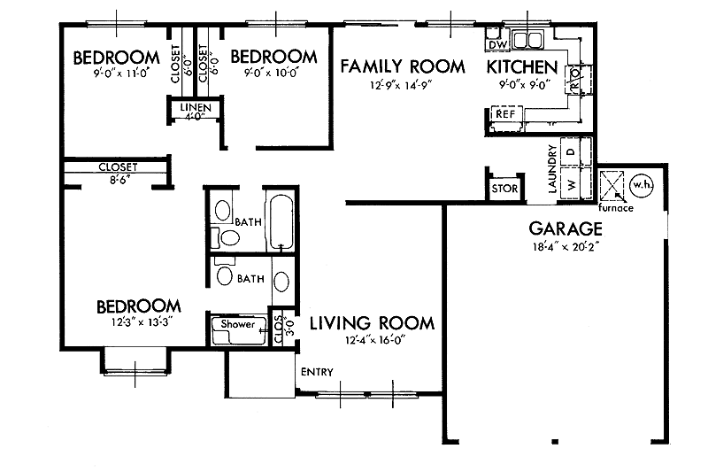 Dream House Plan - Floor Plan - Main Floor for Contemporary House Plan #320-779 - 3 bed, 2 bath