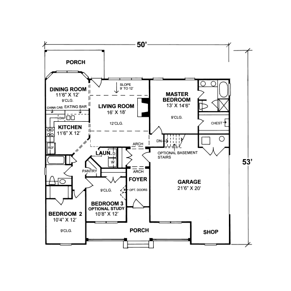 Dream House Plan - Traditional Floor Plan - Main Floor Plan #20-327