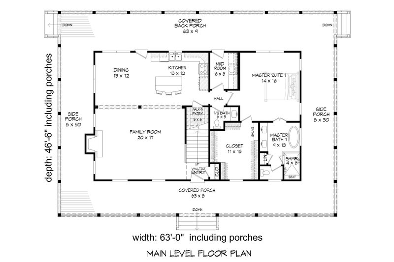 Home Plan - Floor Plan - Main Floor for Country House Plan #932-168 - 3 bed, 3 bath