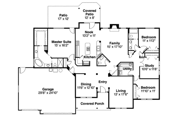 Floor Plan - Main Floor for Traditional House Plan #124-590 - 4 bed, 2.5 bath