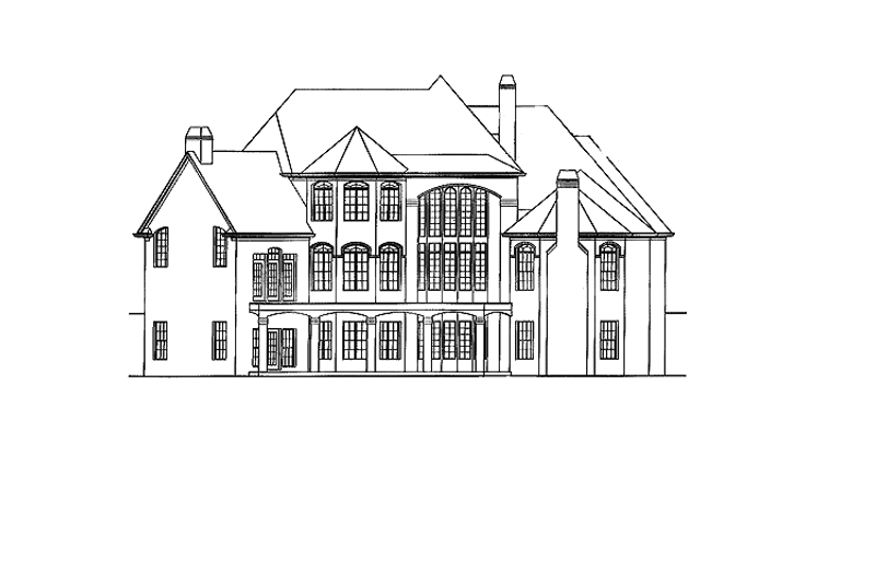 Home Plan - Exterior - Rear Elevation for European House Plan #54-279 - 4 bed, 4.5 bath