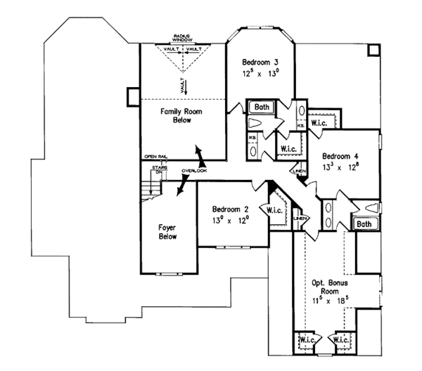 Home Plan - Traditional Floor Plan - Upper Floor Plan #927-718