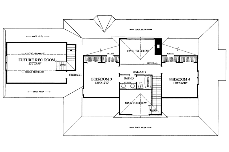 House Design - Floor Plan - Upper Floor for Country House Plan #137-320 - 4 bed, 3 bath