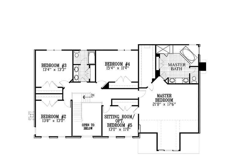 Architectural House Design - Floor Plan - Upper Floor for Classical House Plan #953-39 - 4 bed, 2.5 bath