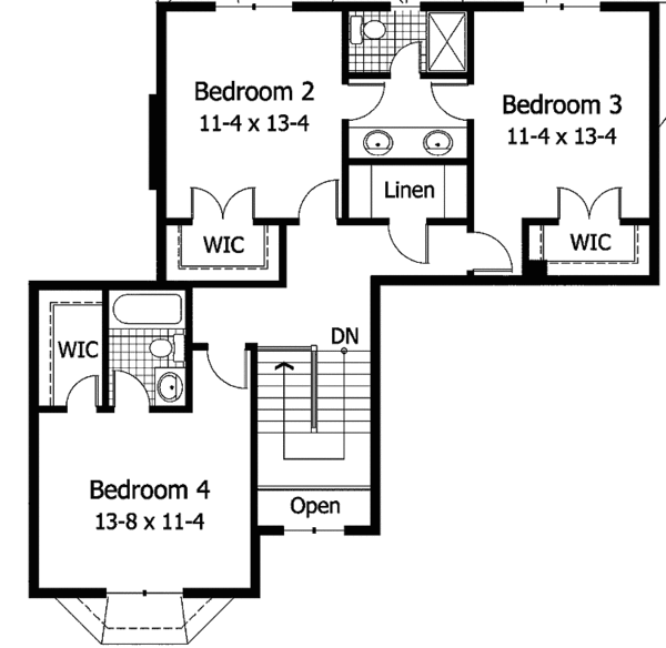 Architectural House Design - Country Floor Plan - Upper Floor Plan #51-776