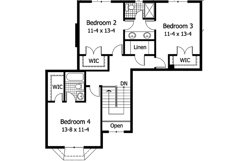 Architectural House Design - Floor Plan - Upper Floor for Country House Plan #51-776 - 4 bed, 3.5 bath
