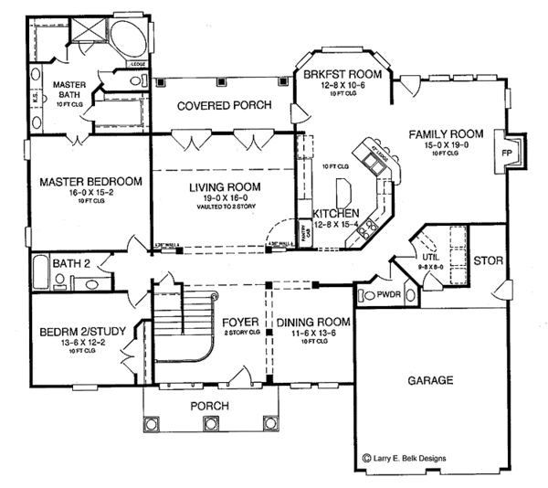 Architectural House Design - Mediterranean Floor Plan - Main Floor Plan #952-102