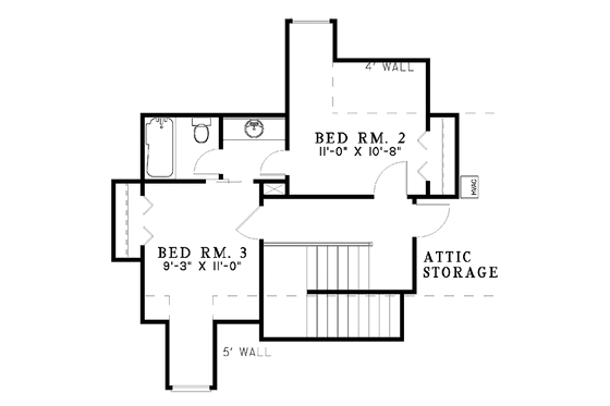 Floor Plan - Upper Floor for European House Plan #17-3066 - 3 bed, 2.5 bath