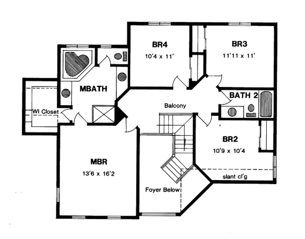 House Design - Traditional Floor Plan - Upper Floor Plan #316-225