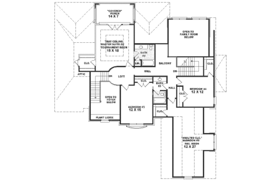 Floor Plan - Upper Floor for European House Plan #81-368 - 4 bed, 3.5 bath