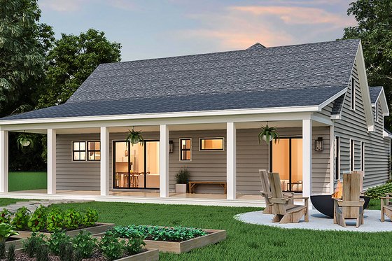 Exterior - Rear Elevation for Farmhouse House Plan #119-437 - 3 bed, 2 bath
