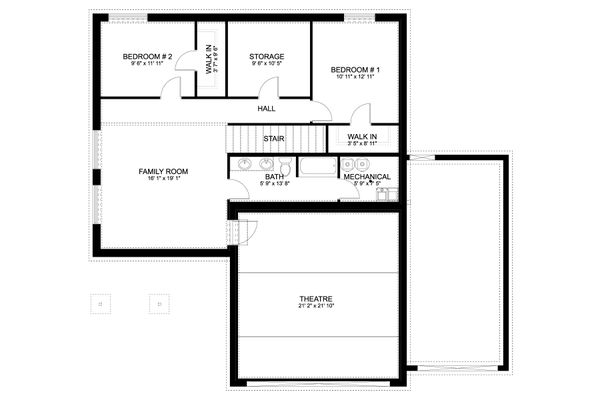 Home Plan - Craftsman Floor Plan - Lower Floor Plan #1060-66