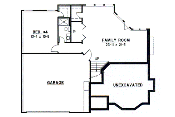 Floor Plan - Lower Floor for Traditional House Plan #67-703 - 4 bed, 3 bath