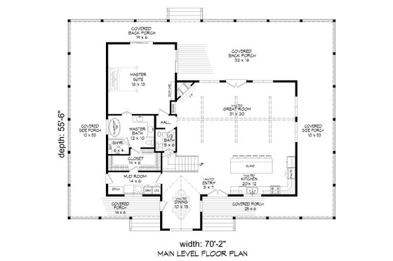Floor Plan - Main Floor for Traditional House Plan #932-528 - 3 bed, 2.5 bath