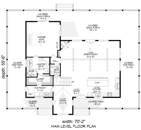 Traditional Floor Plan - Main Floor Plan #932-528