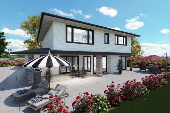 Exterior - Rear Elevation for Contemporary House Plan #1101-6 - 3 bed, 3.5 bath