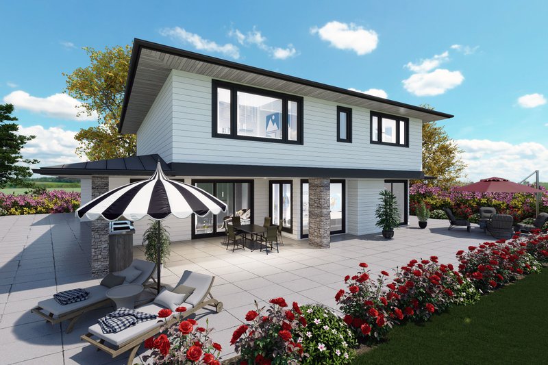 House Design - Exterior - Rear Elevation for Contemporary House Plan #1101-6 - 3 bed, 3.5 bath