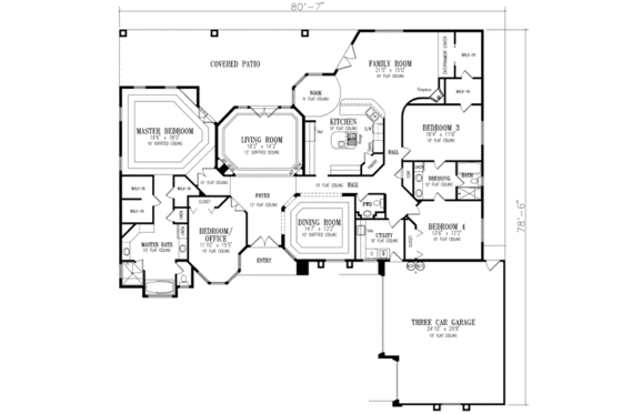 Floor Plan - Main Floor for Mediterranean House Plan #1-785 - 4 bed, 2.5 bath