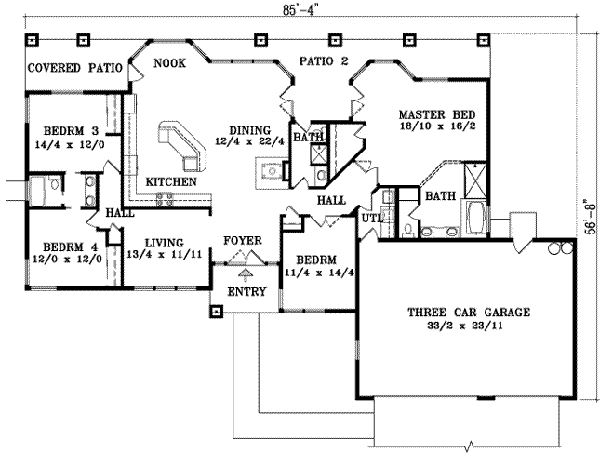 Ranch Floor Plan - Main Floor Plan #1-1444