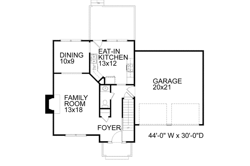 Architectural House Design - Floor Plan - Main Floor for Colonial House Plan #56-120 - 4 bed, 2.5 bath