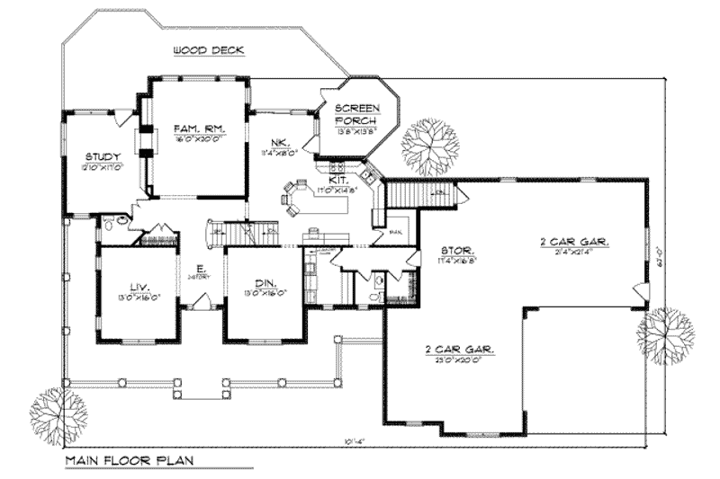 Home Plan - Floor Plan - Main Floor for Country House Plan #70-543 - 5 bed, 3.5 bath