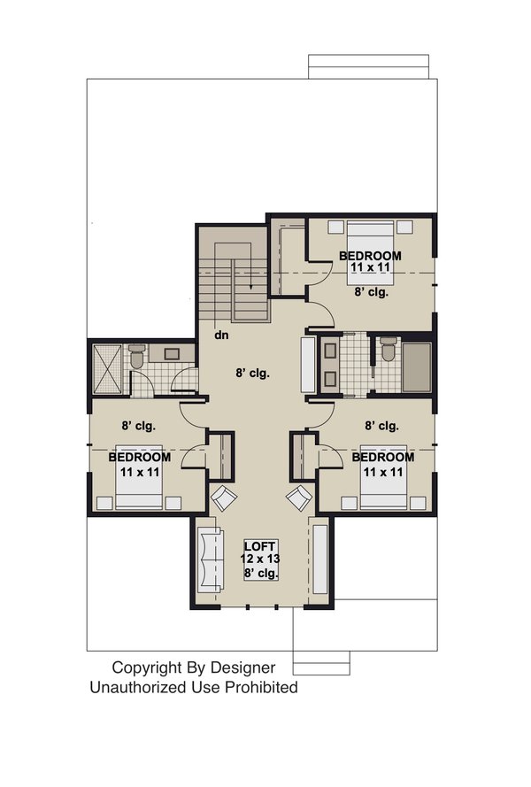 Home Plan - Floor Plan - Upper Floor for Craftsman House Plan #51-1553 - 5 bed, 4 bath
