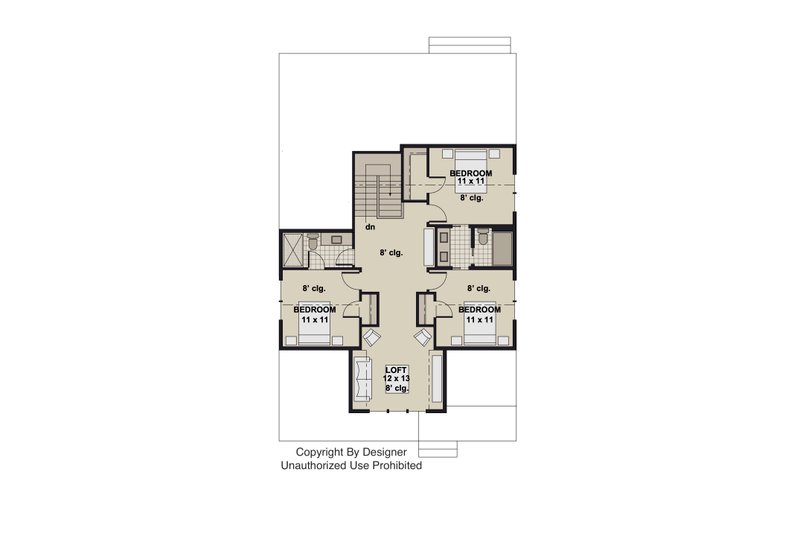 Home Plan - Floor Plan - Upper Floor for Craftsman House Plan #51-1553 - 5 bed, 4 bath